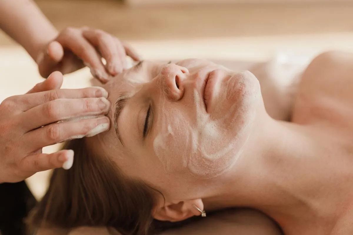 Facial treatment at a spa